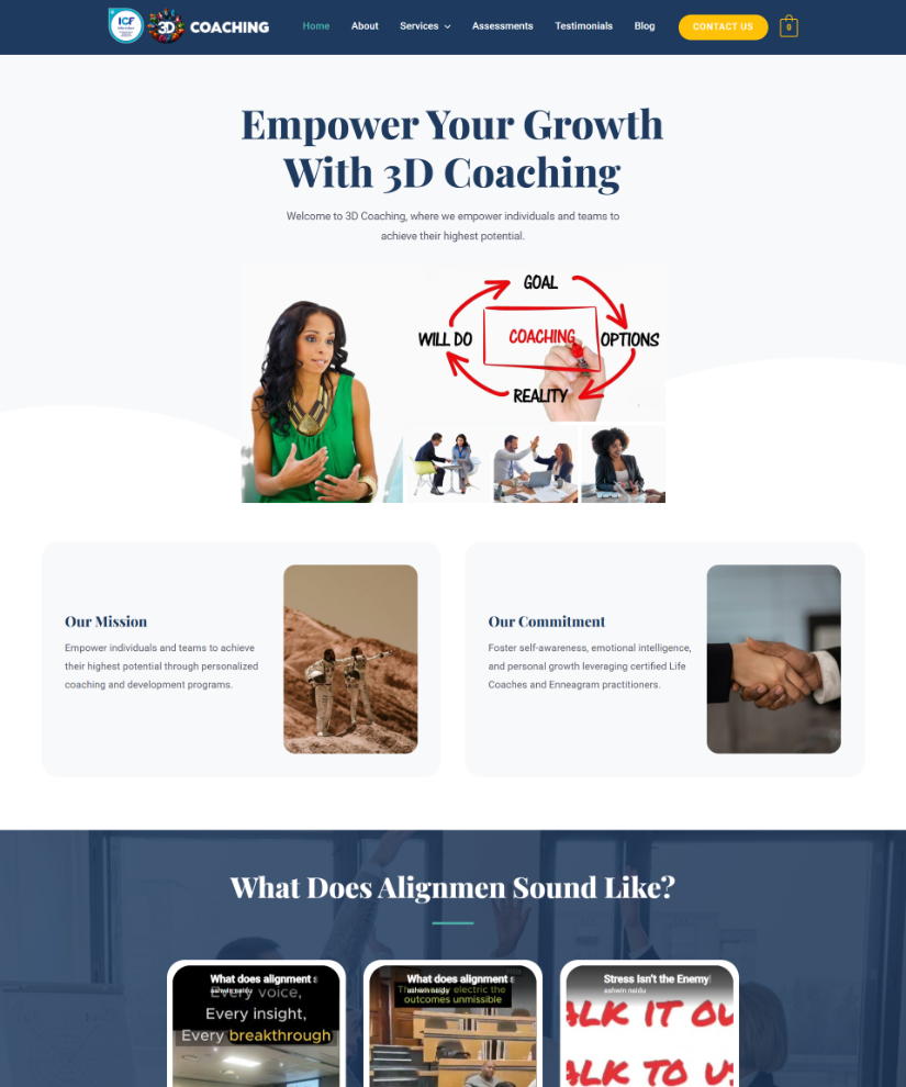 3D Coaching website designed by Wired Web Services