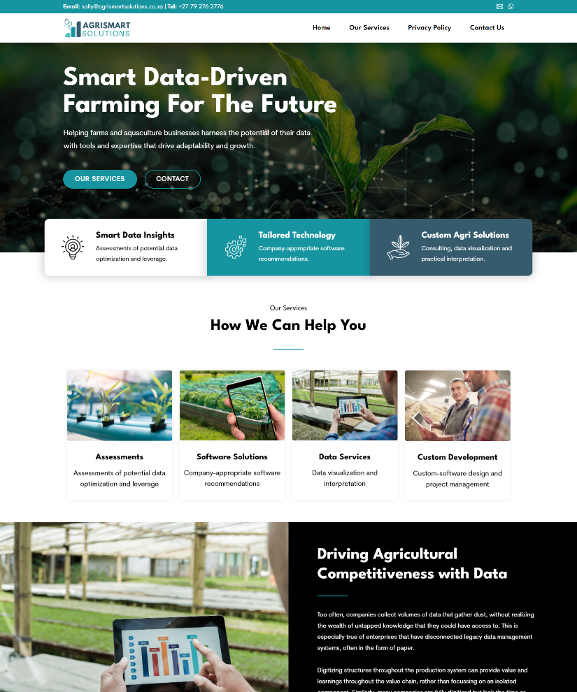 Agrismart Solutions website designed by Wired Web Services