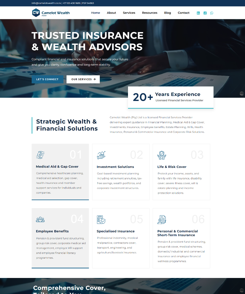 Camelot Wealth website designed by Wired Web Services