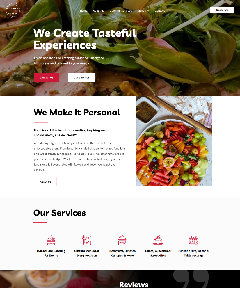 Catering Edge website designed by Wired Web Services
