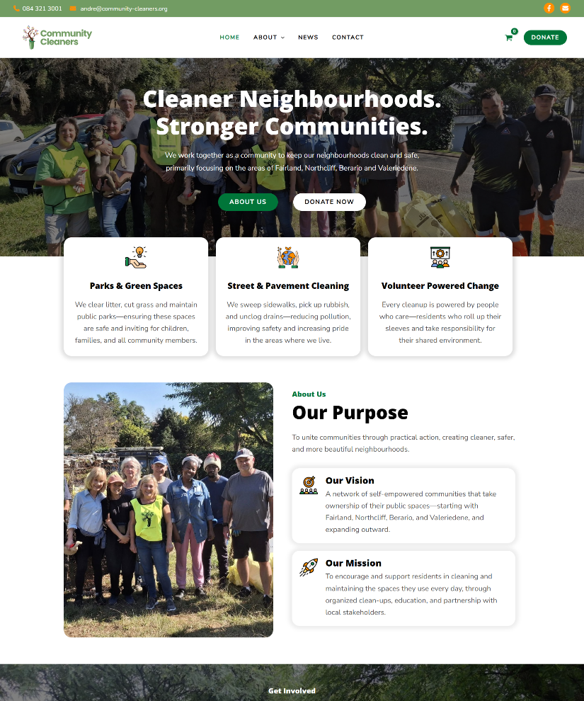 Community Cleaners website designed by Wired Web Services