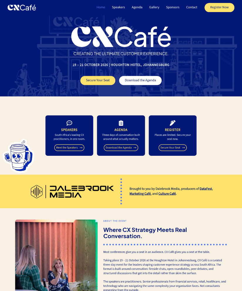 CX Café website designed by Wired Web Services