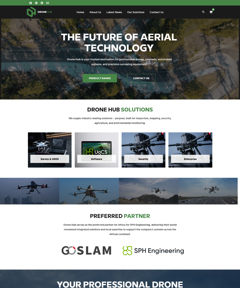 Drone Hub website designed by Wired Web Services