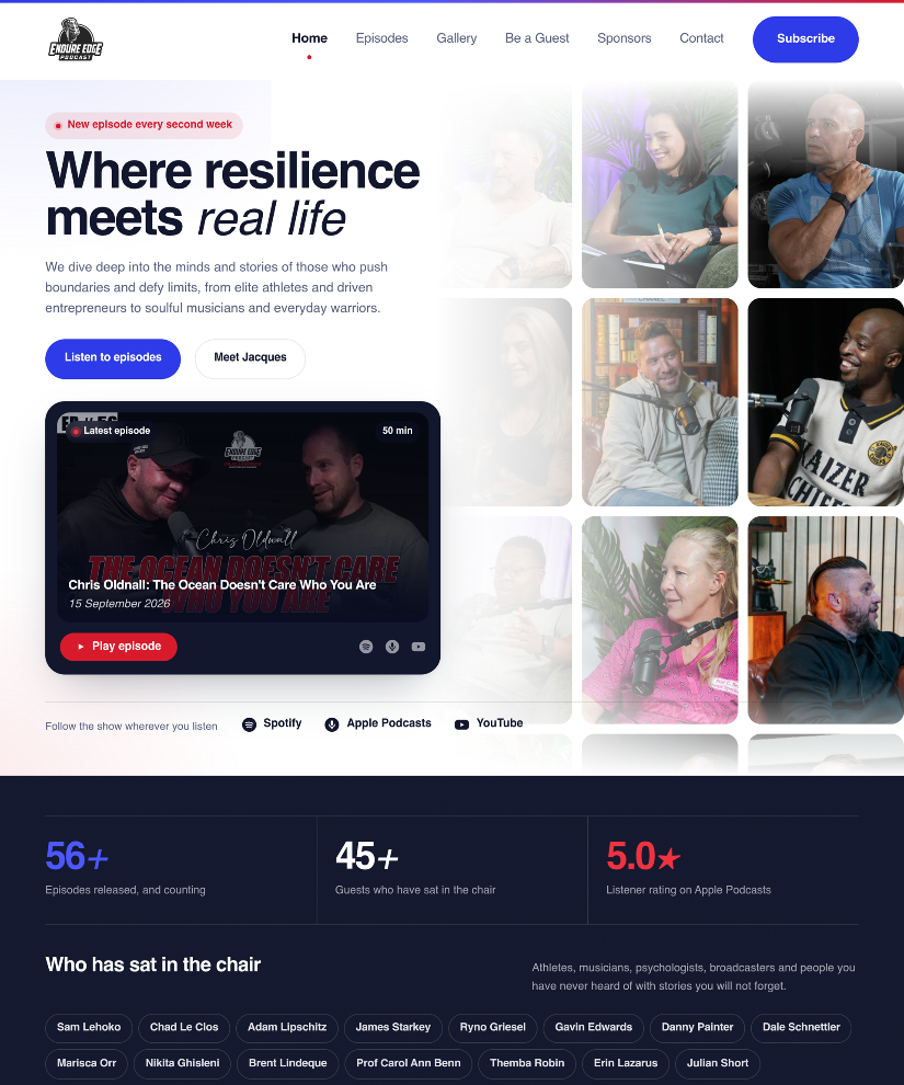 Endure Edge website designed by Wired Web Services