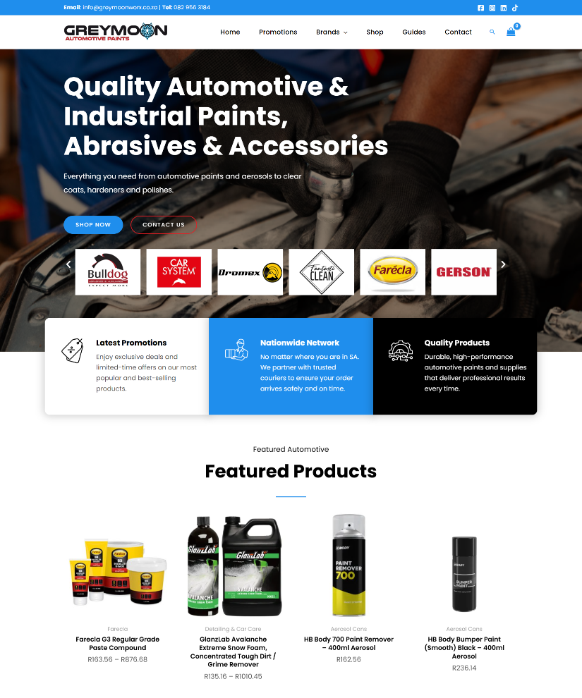 Greymoon online store designed by Wired Web Services