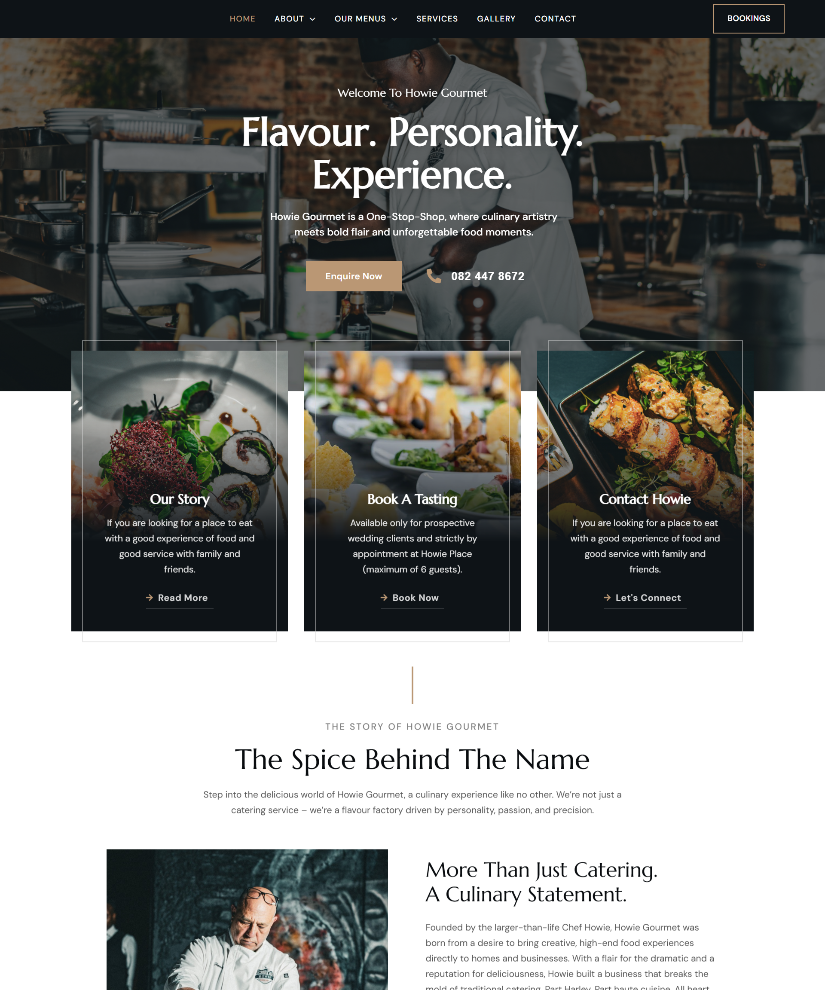 Howie Gourmet website designed by Wired Web Services
