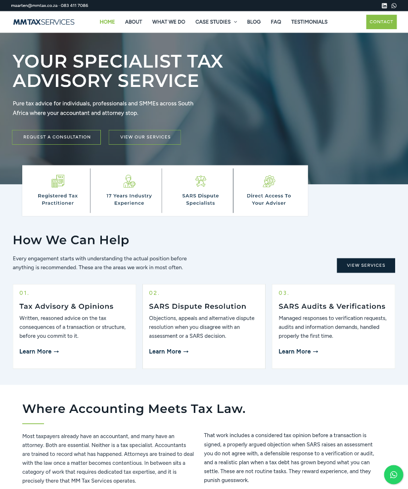 MM Tax Services website designed by Wired Web Services