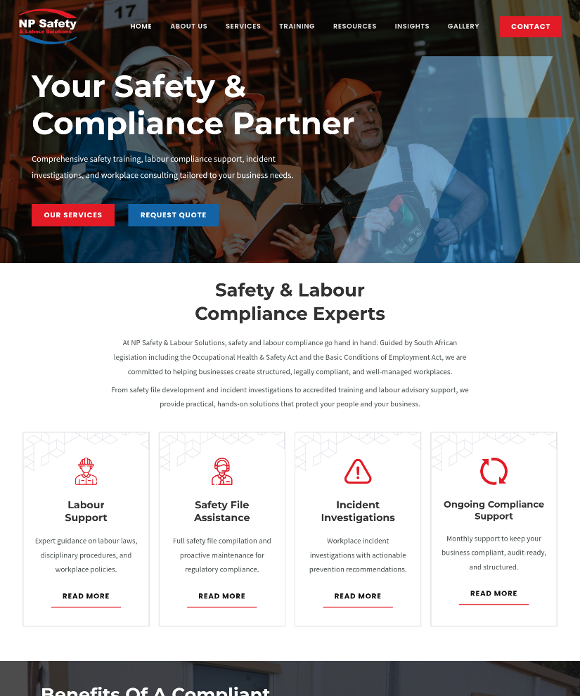 NP Safety website designed by Wired Web Services