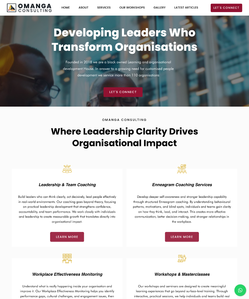 Omanga Consulting website designed by Wired Web Services