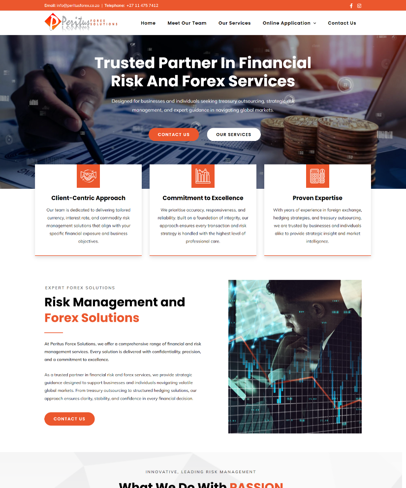 Peritus Forex website designed by Wired Web Services