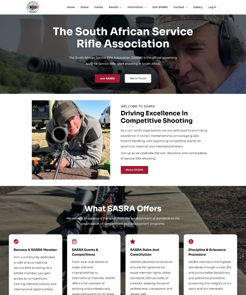 SASRA website designed by Wired Web Services
