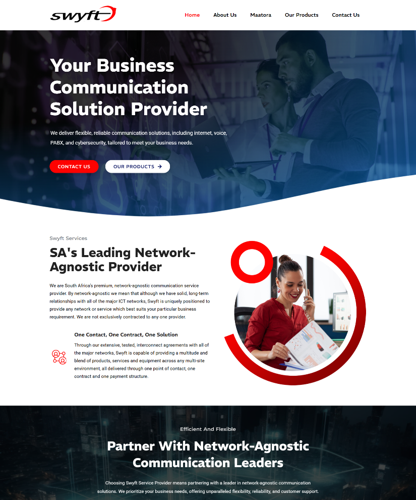 Swyft Services website designed by Wired Web Services