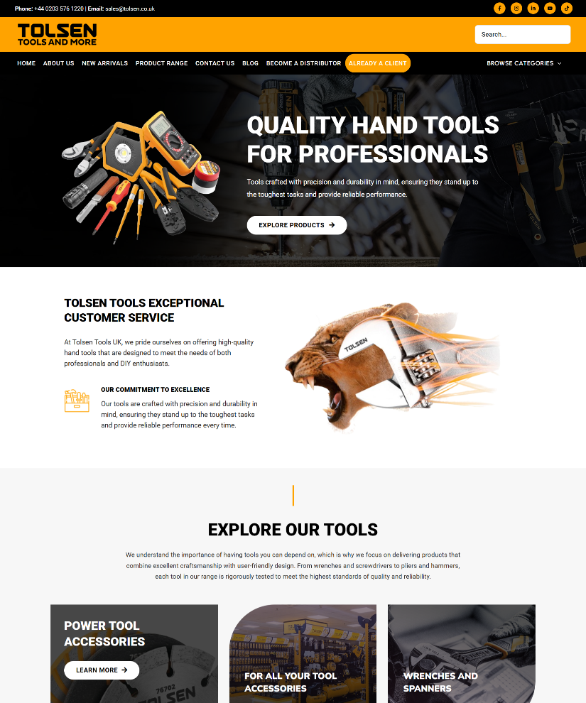 Tolsen Tools website designed by Wired Web Services