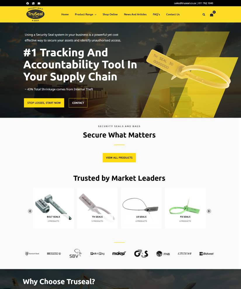 Truseal online store designed by Wired Web Services