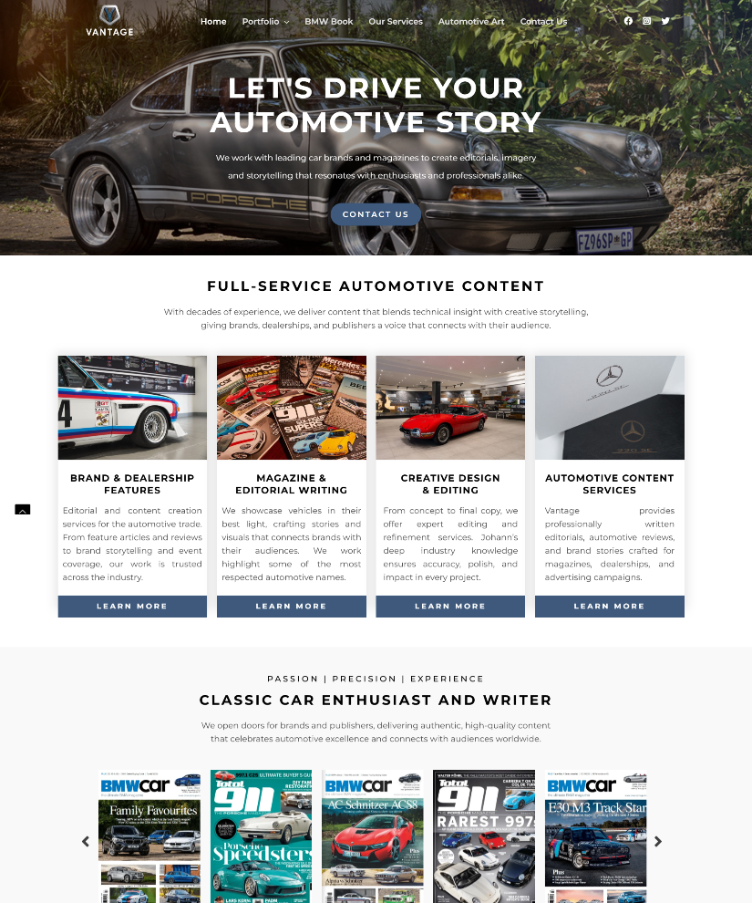 Vantage website designed by Wired Web Services